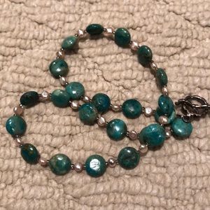 Turquoise and pink pearl necklace